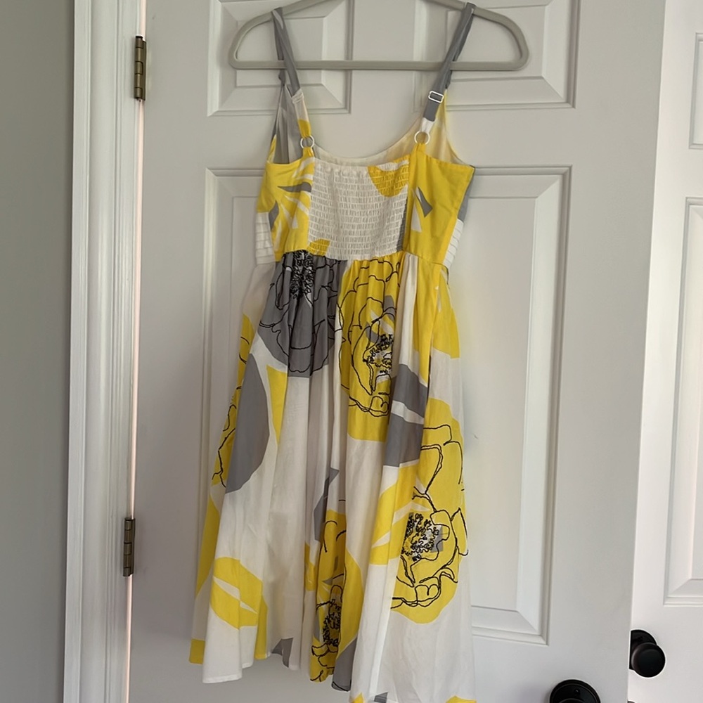 Maeve Yellow Gray Black Sundress Sleeveless Scoop Neck Smocked 6 Anthropologie - Picture 8 of 8